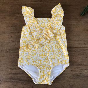 H&M Baby Girl 6-12m Yellow Floral Swimsuit